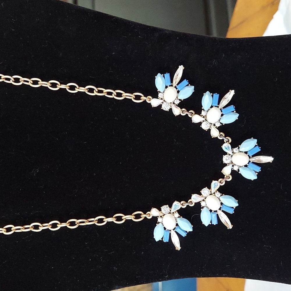 J. Crew Necklace Tagged Blue White and‎ AB crystals along with huge rhinestones.